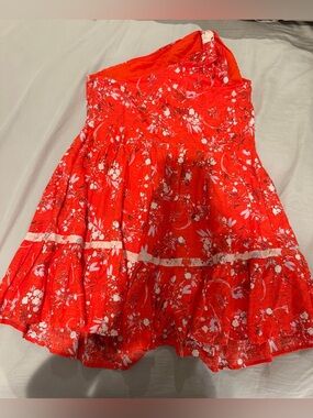 Free People Red Floral One Shoulder Sundress